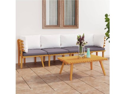 vidaXL 4-dielna záhradná sedacia súprava s podložkami akáciový masív