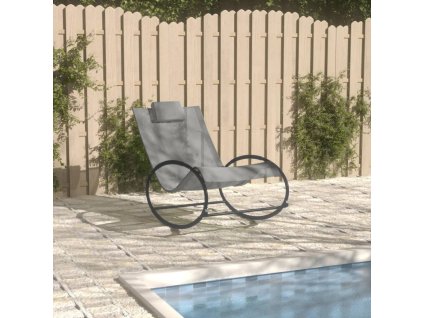 vidaXL Lehátko s vankúšom oceľ a textilén sivé