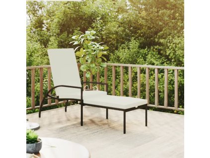 vidaXL Lehátko na opaľovanie s opierkou nôh PE ratan čierne