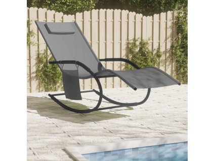 vidaXL Hojdacie lehátko sivé oceľ a textilén