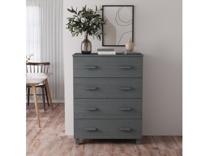 vidaXL Komoda HAMAR, tmavosivá 79x40x103,5 cm, borovicový masív