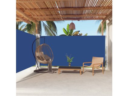 vidaXL Zaťahovacia bočná markíza modrá 180x600 cm