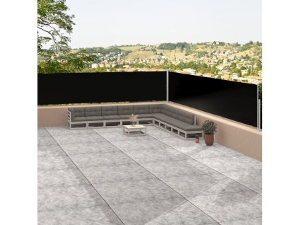 vidaXL Zaťahovacia bočná markíza čierna 117x1200 cm