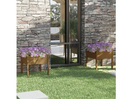 vidaXL Záhradné kvetináče 2 ks medovo-hnedé 70x70x70 cm borovicový masív