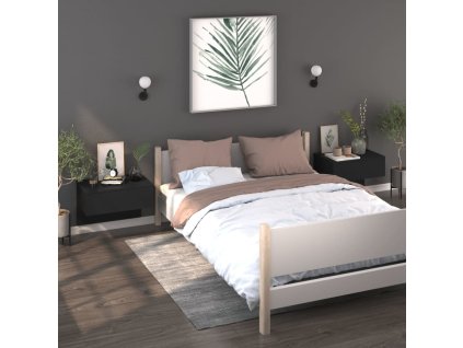 vidaXL Nástenné nočné stolíky 2 ks čierne