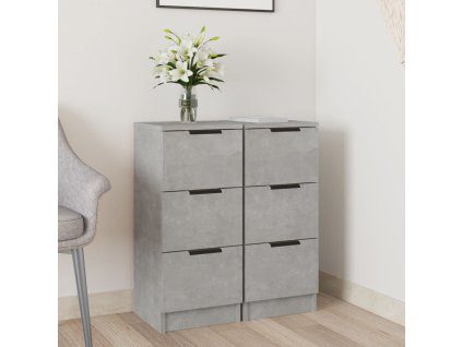 vidaXL Komody 2 ks betónové sivé 30x30x70 cm spracované drevo