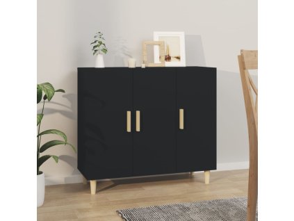 vidaXL Komoda čierna 90x34x80 cm kompozitné drevo