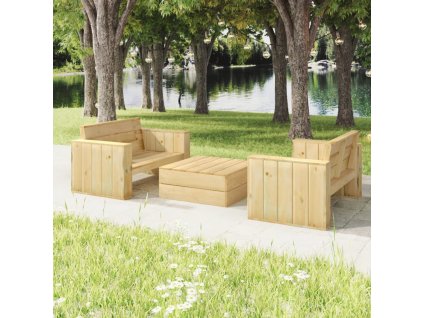 vidaXL 3-dielna záhradná jedálenská súprava impregnovaná borovica