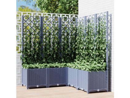 vidaXL Záhradný kvetináč s mriežkou tmavosivý 120x120x136 cm PP