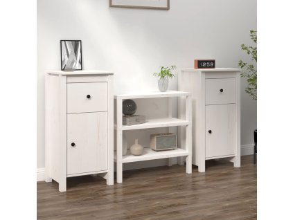 vidaXL Komody 2 ks biele 40x35x80 cm borovicový masív