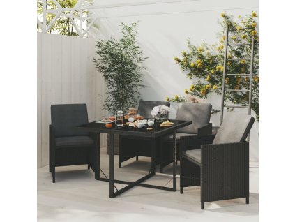 vidaXL 5-dielna záhradná jedálenská súprava a vankúše čierna polyratan
