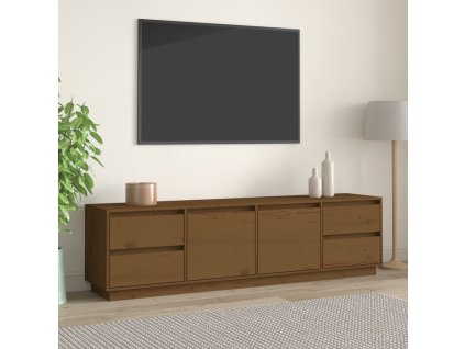 vidaXL TV skrinka medovo-hnedá 176x37x47,5 cm masívna borovica