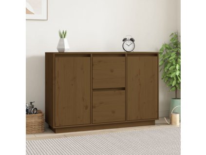 vidaXL Komoda medovo-hnedá 111x34x75 cm masívne borovicové drevo