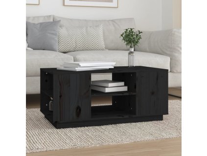 vidaXL Konferenčný stolík čierny 90x49x40,5 cm borovicový masív