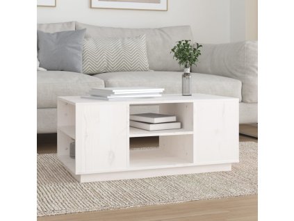 vidaXL Konferenčný stolík biely 90x49x40,5 cm borovicový masív