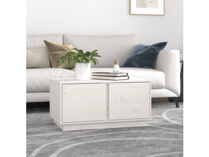vidaXL Konferenčný stolík biely 80x50x40 cm borovicový masív