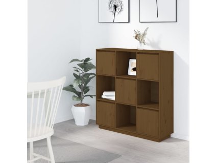 vidaXL Vysoká skrinka medovo-hnedá 110,5x35x117 cm masívna borovica