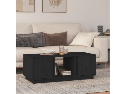 vidaXL Konferenčný stolík čierny 110x50x40 cm borovicový masív