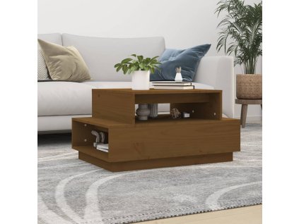 vidaXL Konferenčný stolík medovo-hnedý 80x55x40,5 cm borovicový masív