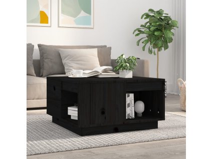 vidaXL Konferenčný stolík čierny 60x61x32,5 cm borovicový masív