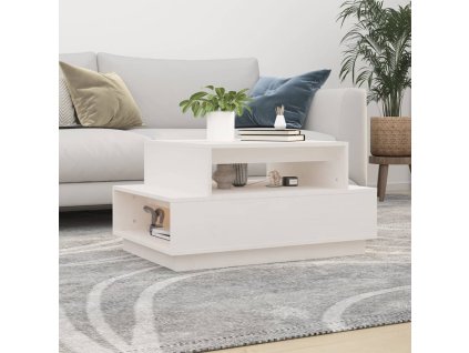 vidaXL Konferenčný stolík biely 80x55x40,5 cm borovicový masív
