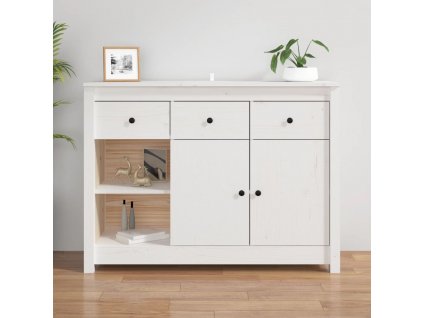 vidaXL Komoda biela 100x35x74 cm borovicový masív