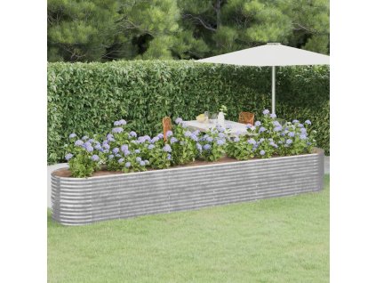 vidaXL Vyvýšený záhradný záhon práškovaná oceľ 440x80x68 cm strieborný