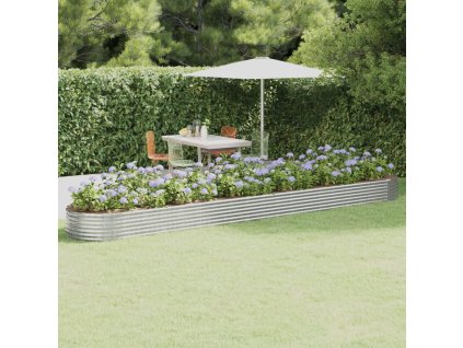 vidaXL Vyvýšený záhradný záhon práškovaná oceľ 544x100x36cm strieborný