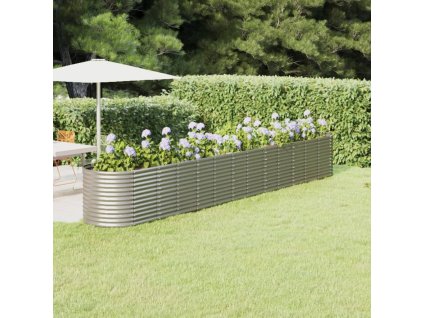 vidaXL Vyvýšený záhradný záhon práškovaná oceľ 512x80x68 cm strieborný