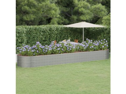 vidaXL Vyvýšený záhradný záhon práškovaná oceľ 584x140x68cm strieborný