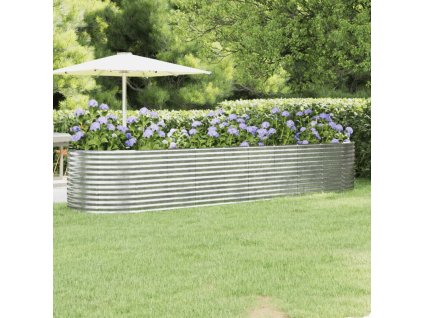 vidaXL Vyvýšený záhradný záhon práškovaná oceľ 396x100x68cm strieborný