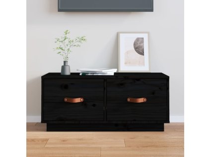 vidaXL TV skrinka čierna 80x34x35 cm masívna borovica