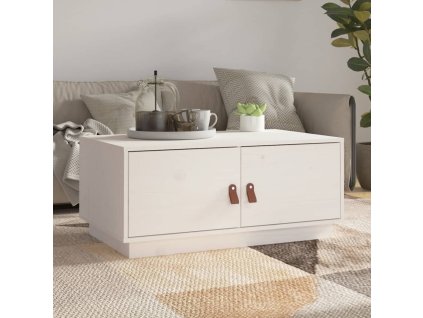 vidaXL Konferenčný stolík biely 80x50x30 cm borovicový masív