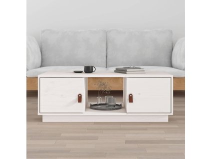 vidaXL Konferenčný stolík biely 100x50x35 cm borovicový masív