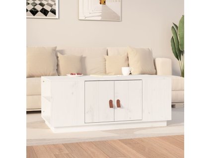 vidaXL Konferenčný stolík biely 100x50x41 cm borovicový masív