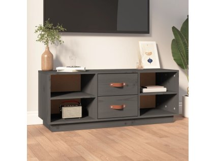 vidaXL TV skrinka sivá 100x34x40 cm borovicový masív