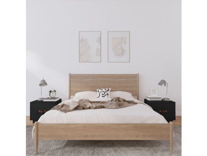 vidaXL Nočné stolíky čierne 2 ks 40x34x35 cm masívne borovicové drevo