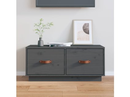 vidaXL TV skrinka sivá 80x34x35 cm masívna borovica