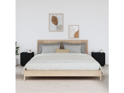 vidaXL Nočné stolíky 2 ks čierne 40x34x45 cm borovicový masív