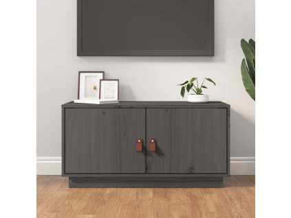vidaXL TV skrinka sivá 80x34x40 cm masívna borovica