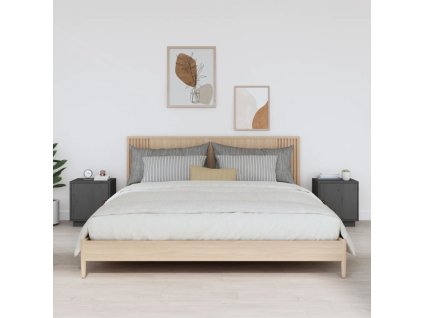 vidaXL Nočné stolíky 2 ks sivé 40x34x45 cm borovicový masív