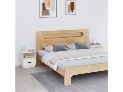 vidaXL Nočné stolíky 2 ks biele 40x34x45 cm borovicový masív