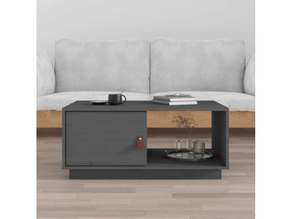 vidaXL Konferenčný stolík sivý 80x50x35,5 cm borovicový masív