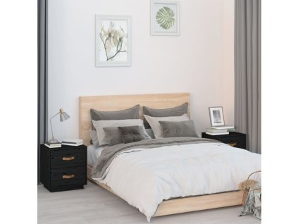 vidaXL Nočné stolíky 2 ks čierne 40x34x45 cm masívne borovicové drevo
