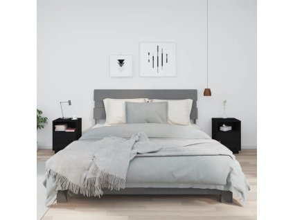 vidaXL Nočné stolíky 2 ks čierne 40x34x55 cm borovicový masív