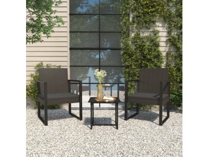 vidaXL 3-dielna záhradná sedacia súprava s vankúšmi polyratan čierna