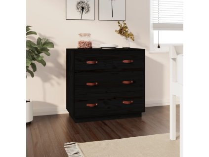vidaXL Komoda čierna 80x40x75 cm borovicový masív