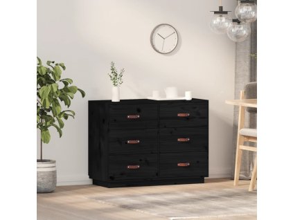 vidaXL Komoda čierna 100x40x75 cm borovicový masív