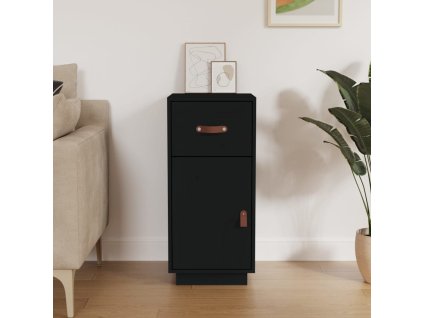 vidaXL Komoda čierna 34x40x75 cm borovicový masív