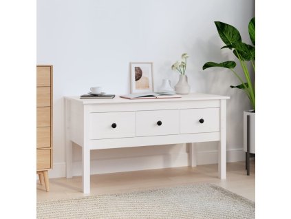 vidaXL Konferenčný stolík biely 102x49x55 cm borovicový masív